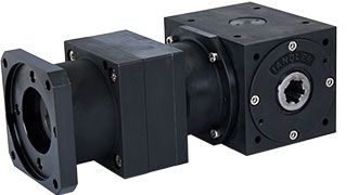 Planetary bevel gearbox with hollow shaft and straight sided, splined bore