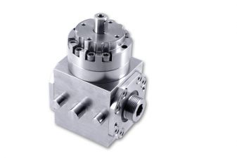 Stainless steel bevel gearbox with special connections