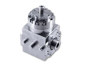 Stainless steel bevel gearbox with special connections