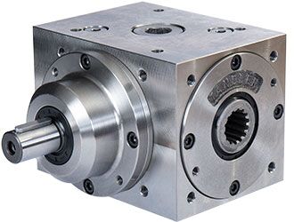 Bevel gearbox with hollow shaft and internal involute spline