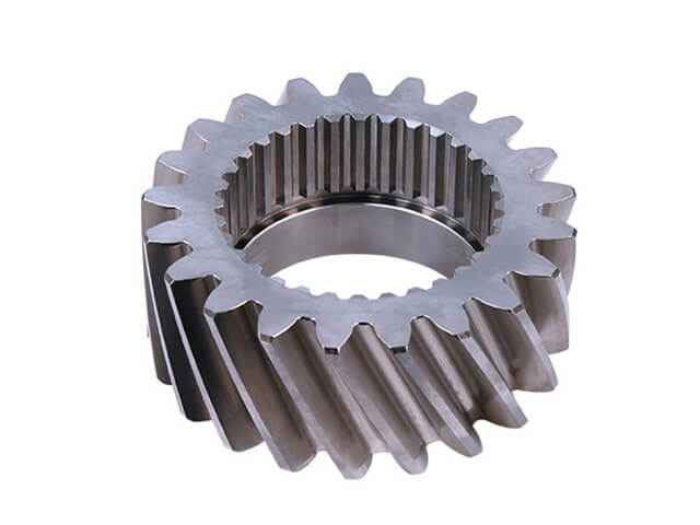 Helical gear with toothed hub profile